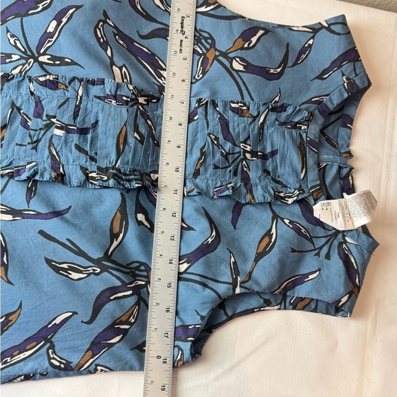 Max Mara Printed Nola Dress Light Blue Floral‎ Print Ruffle Shift Dress Sz 8 - Picture 6 of 8